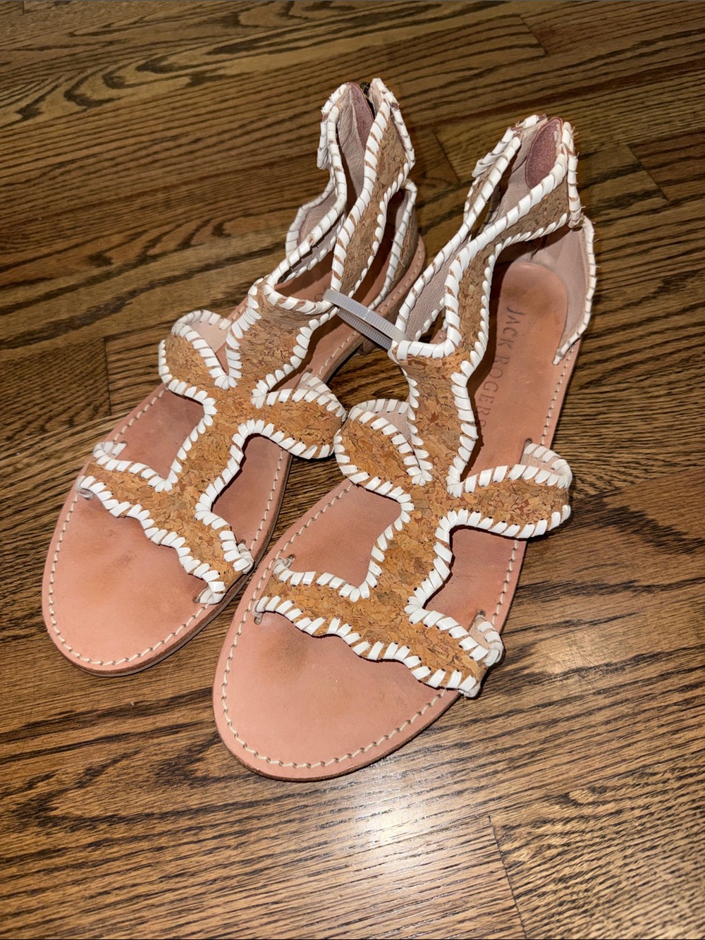 Jack Rogers Woven Tan and White Women's Gladiator Sandals Size 9.5